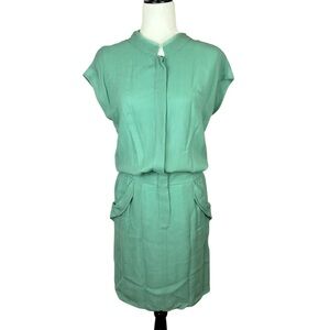 Escada Sport Dafari Chiffon Cap Sleeve Button Dress Size 34 Mint Green